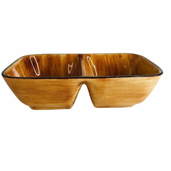 Pennsbury Pottery Red Rooster Divided Vegetable Dish Serving Bowl Art Pottery - Picture 6 of 12